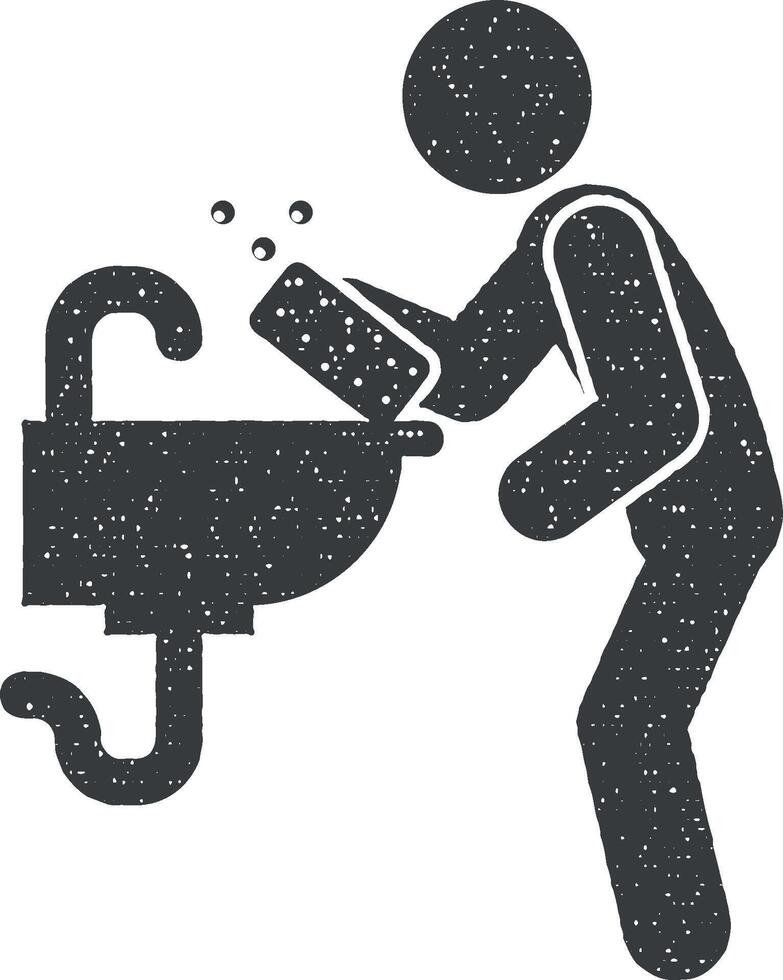 homem limpeza vetor ícone ilustração com carimbo efeito