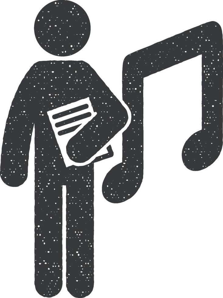 homem com música grau vetor ícone ilustração com carimbo efeito