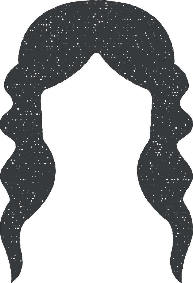 cabelo, mulher, corte de cabelo grandes vetor ícone ilustração com carimbo efeito