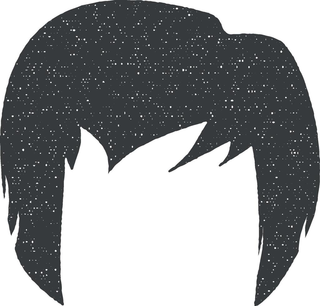 cabelo, mulher, corte de cabelo grandes vetor ícone ilustração com carimbo efeito