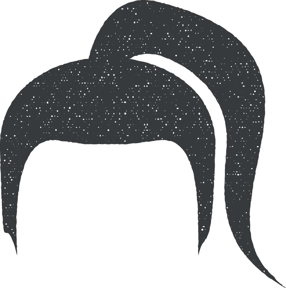 cabelo, mulher, corte de cabelo pão vetor ícone ilustração com carimbo efeito