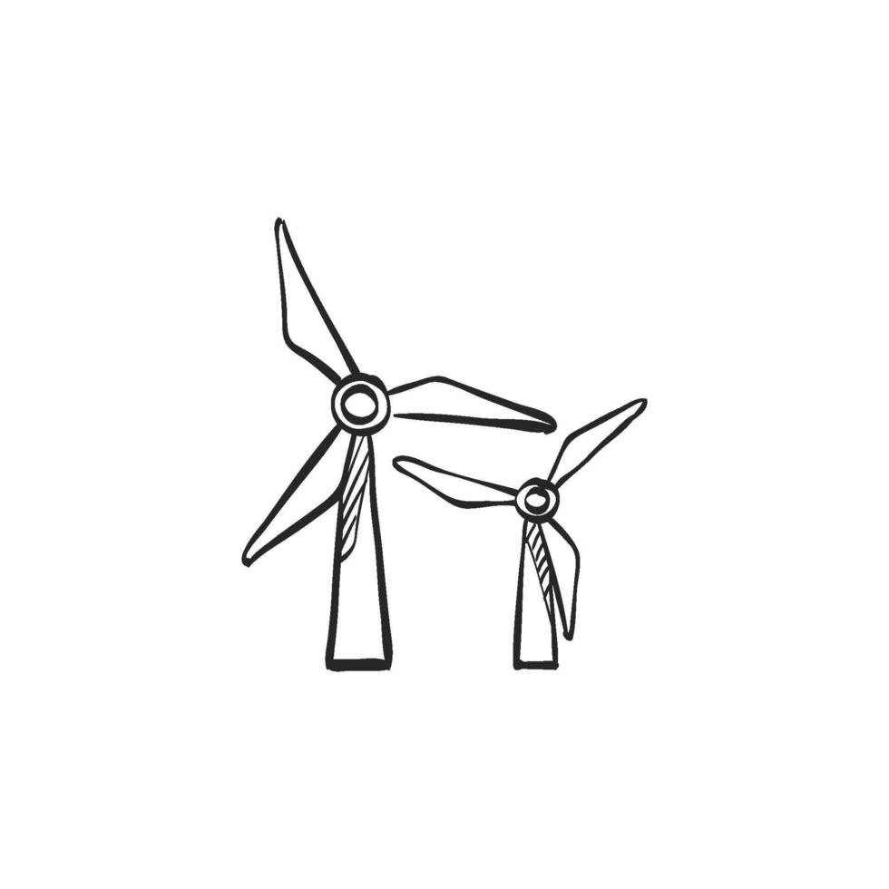 mão desenhado esboço ícone vento turbina vetor