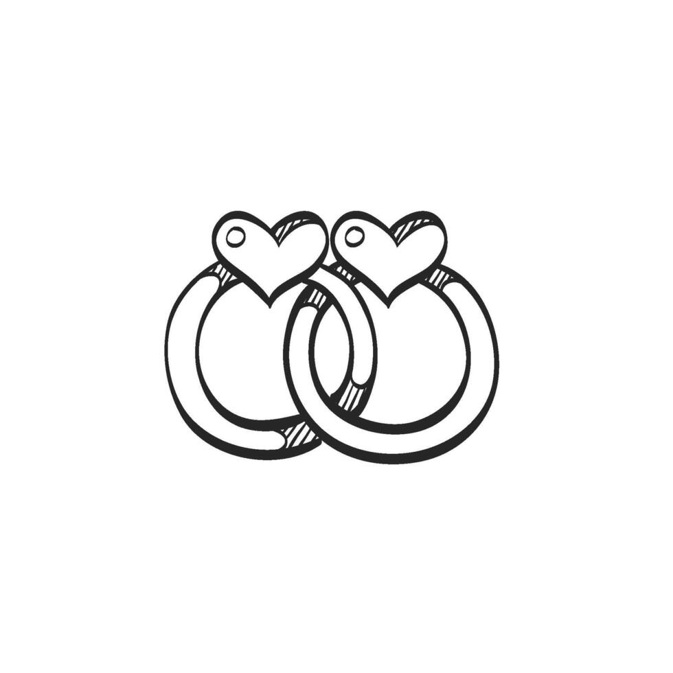 mão desenhado esboço ícone Casamento anel vetor
