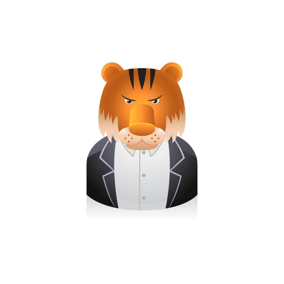 homem de negocios com tigre cabeça avatar ícone dentro cores. vetor