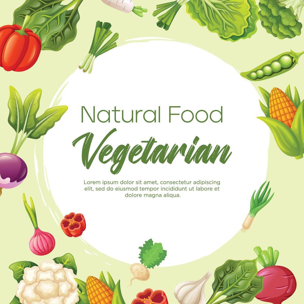 social meios de comunicação postar vegetariano Comida modelo Projeto vetor