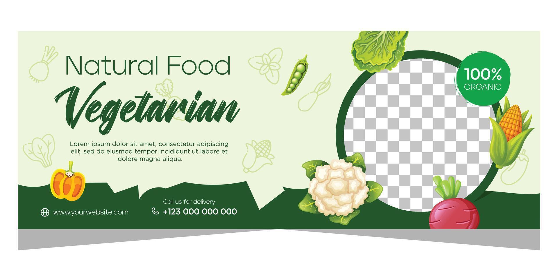 vegetariano horizontal bandeira modelo Projeto vetor