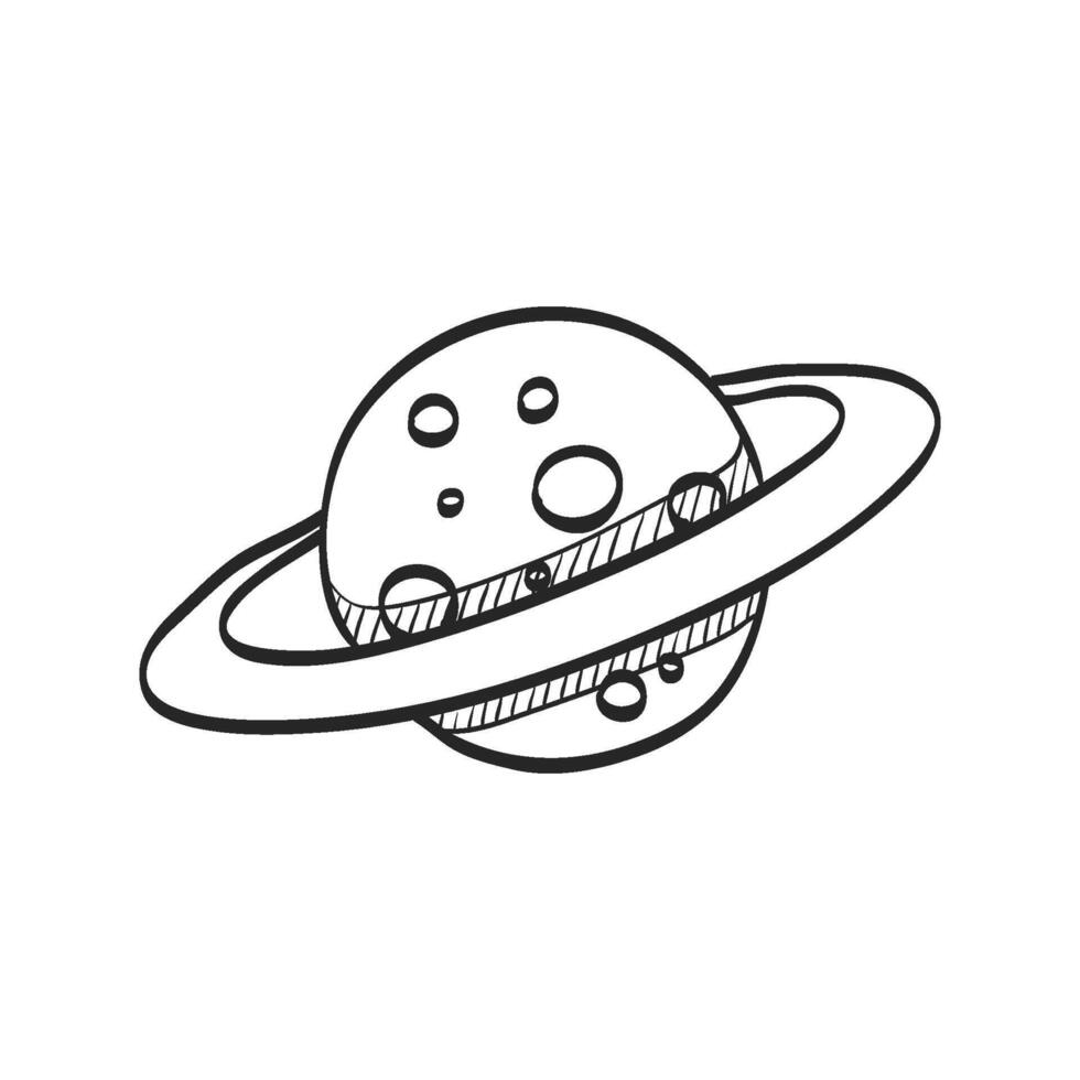 mão desenhado esboço ícone planeta Saturno vetor