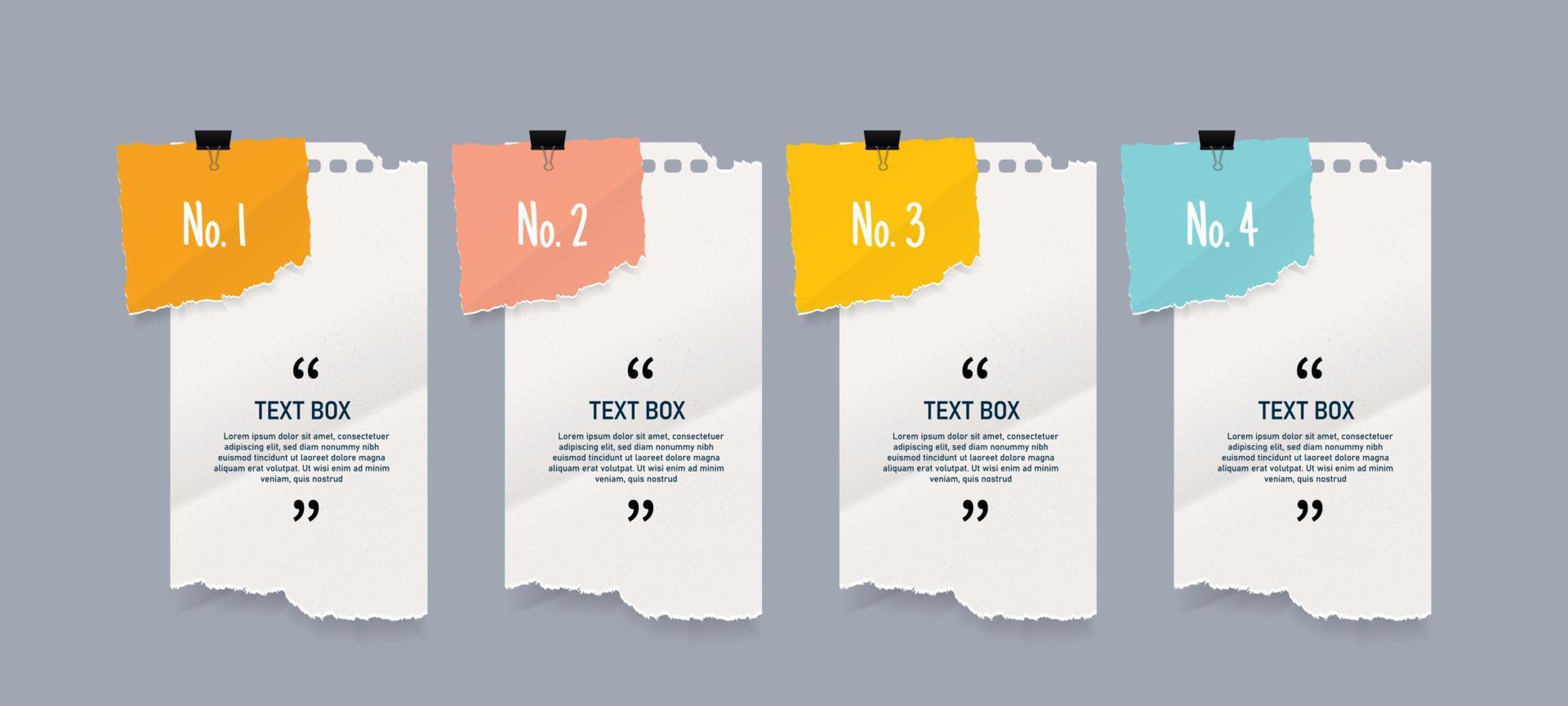 design de caixa de texto com papéis de nota vetor