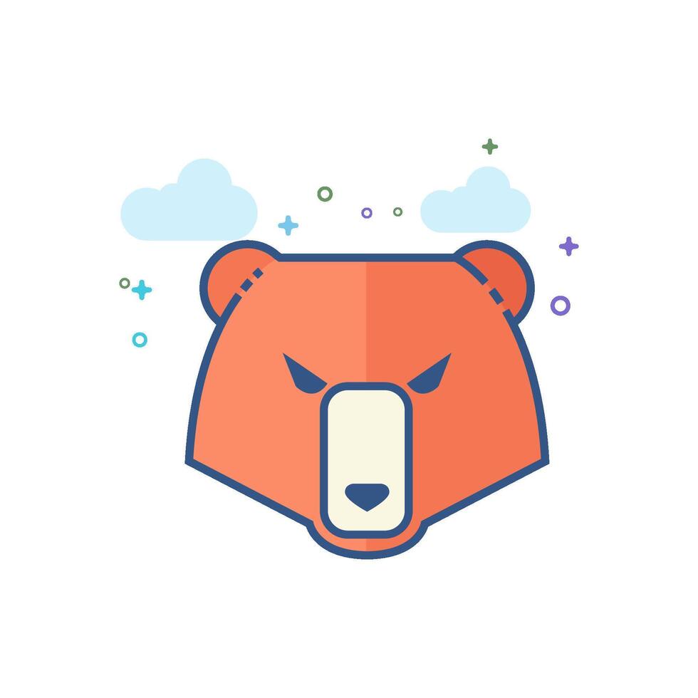 Urso ícone plano cor estilo vetor ilustração