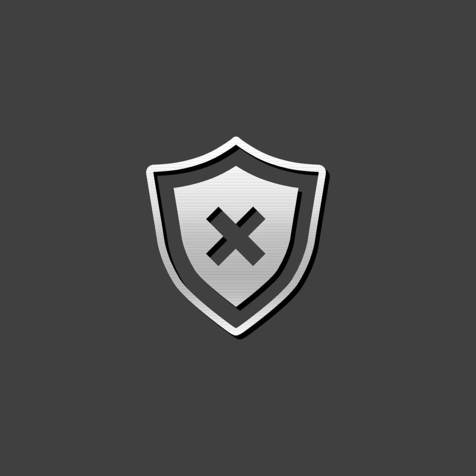 escudo ícone dentro metálico cinzento cor estilo. proteção computador antivírus vetor