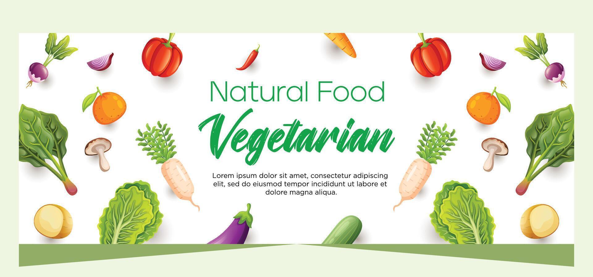 vegetariano horizontal bandeira modelo Projeto vetor