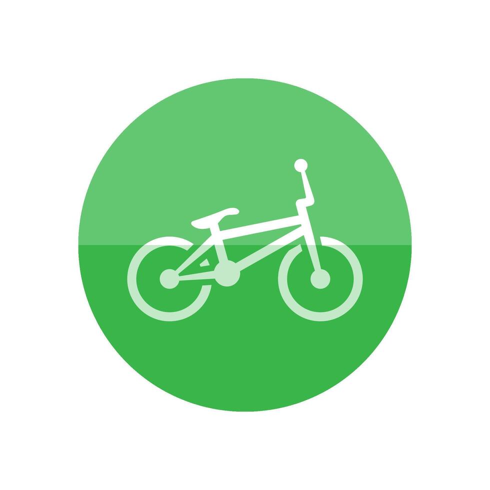 bmx bicicleta ícone dentro plano cor círculo estilo. esporte raça parque jogar truques saltar crianças vetor