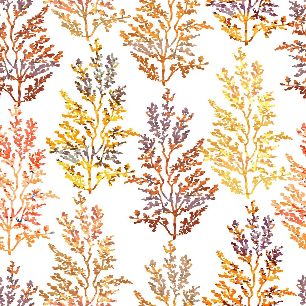 Vector fundo sem emenda com aquarela colorida ilustração de ervas, plantas. pode ser usado para papel de parede, preenchimentos de padrão, página da web, texturas de superfície, impressão em tecido, papel de embrulho