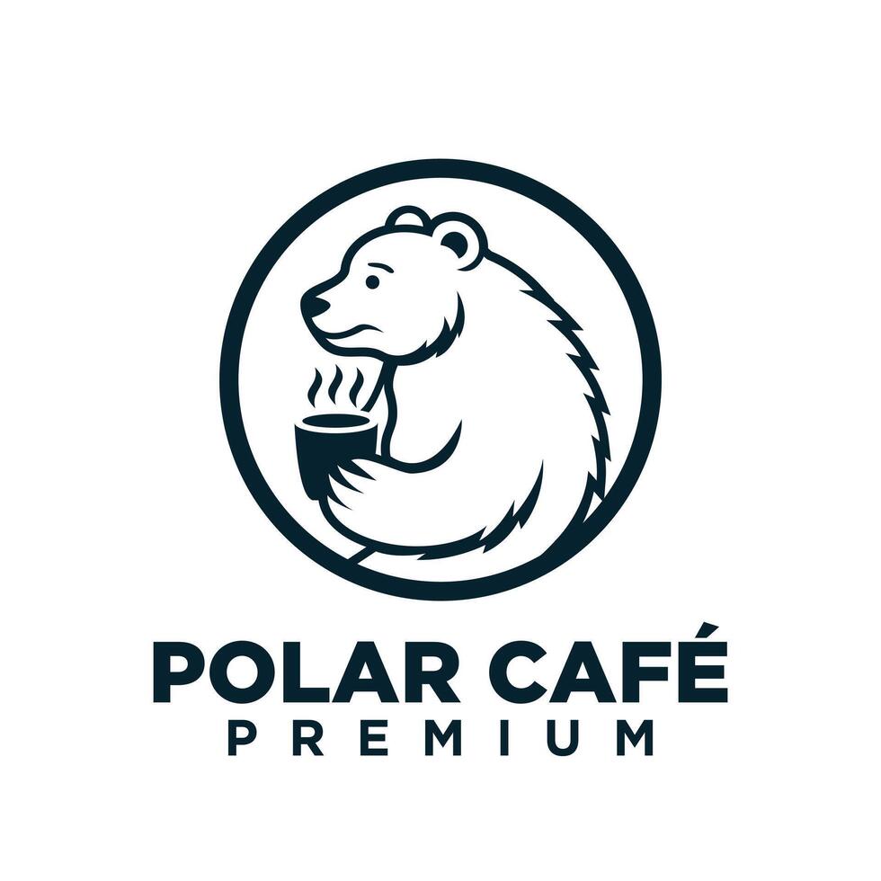 polar Urso café logotipo ícone ilustração Projeto vetor