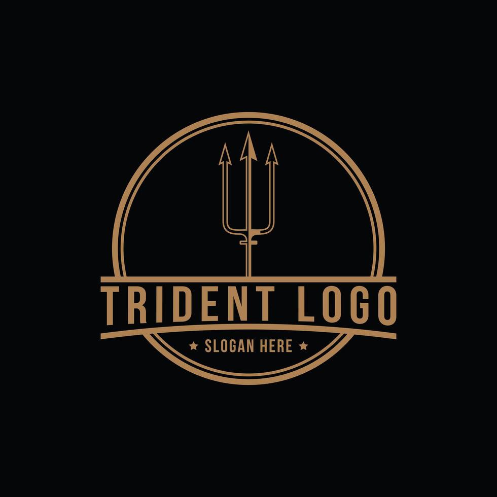 tridente Poseidon logotipo Projeto vintage retro vetor