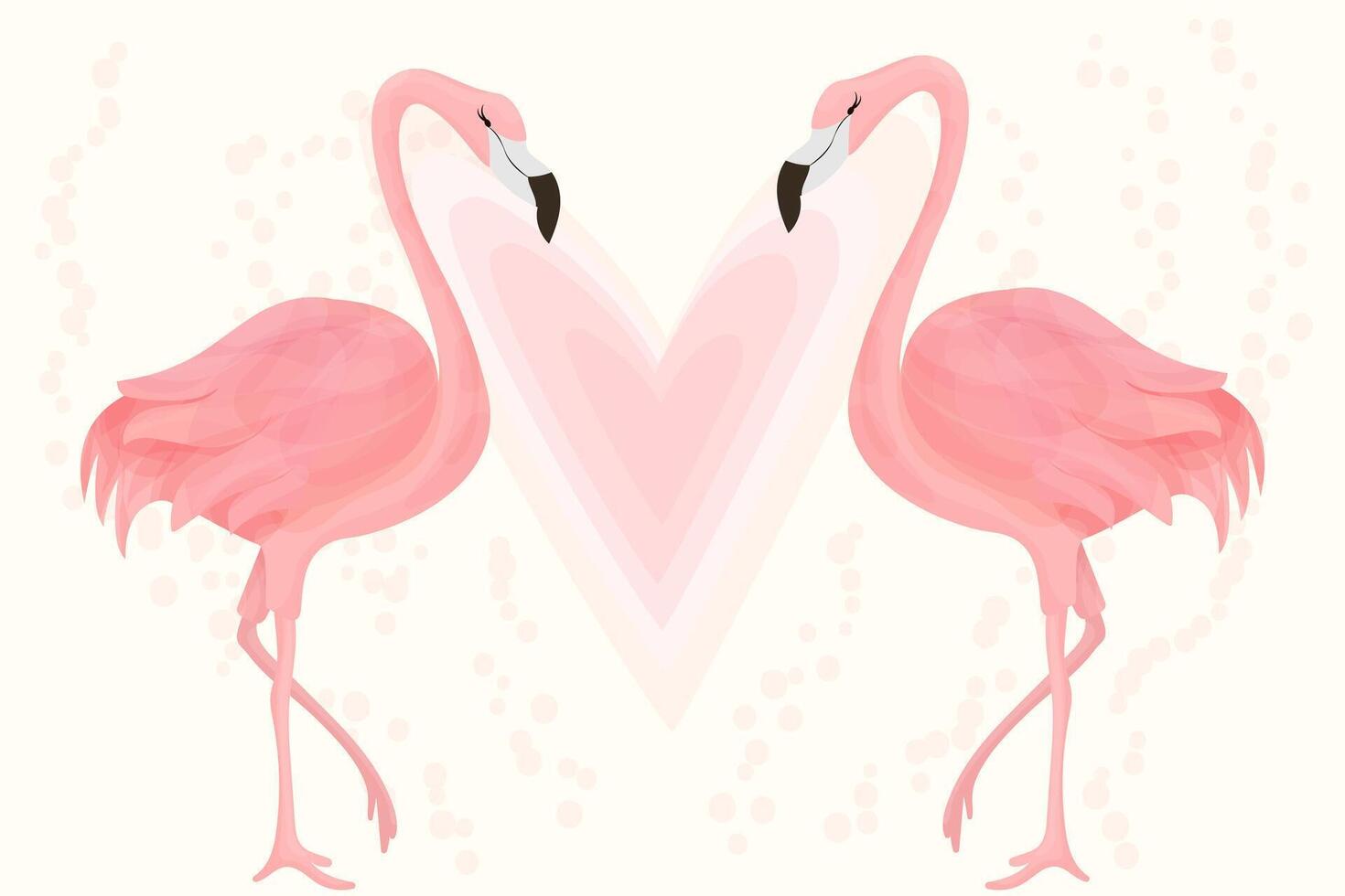 casal flamingos com uma coração. tropical impressão para Casamento convite, aniversário, feriado, cumprimento cartão. vetor