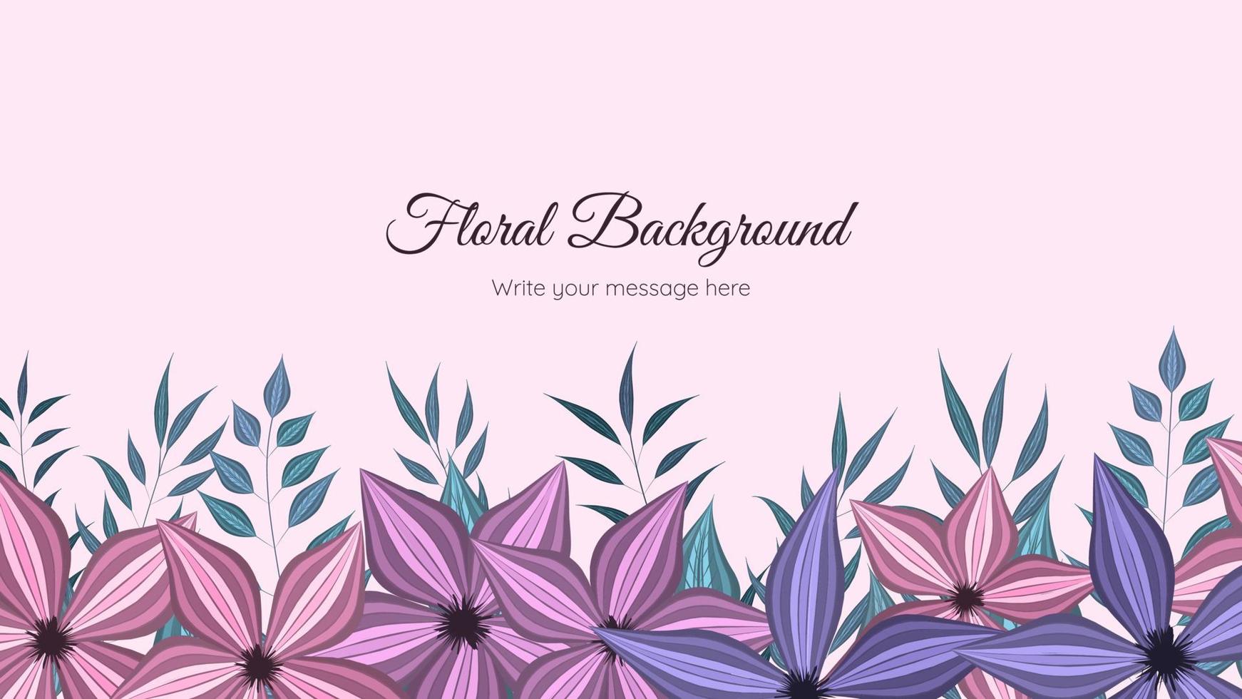 fundo de banner floral horizontal decorado com bordas de flores vetor