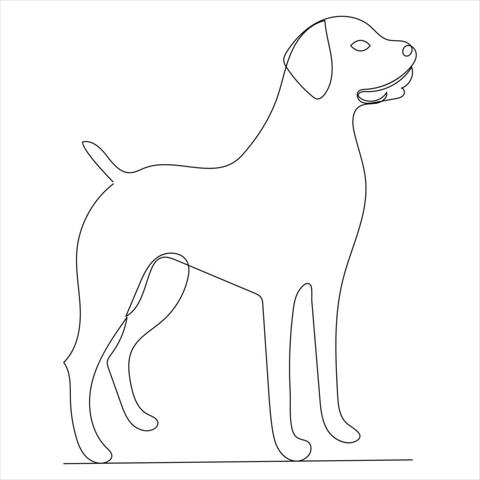 contínuo solteiro linha arte desenhando estilo do cachorro e solteiro linha cachorro desenhando vetor ilustração