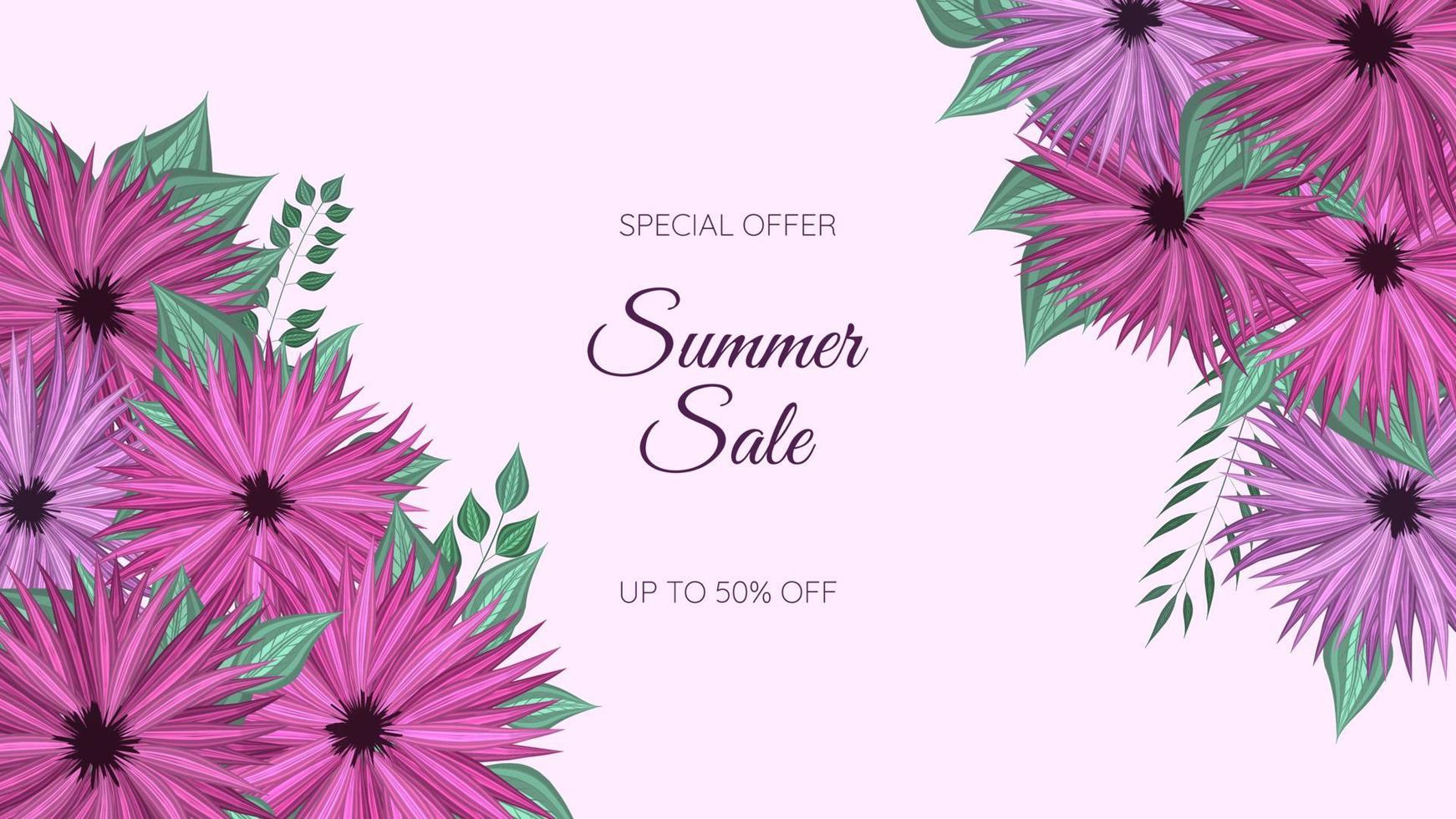 banner de web de promoção de venda de verão. moldura de flor floral editável multicor vetor