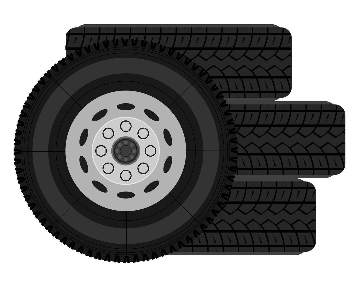 ilustração em vetor estoque roda de ônibus ou caminhão isolada no fundo branco
