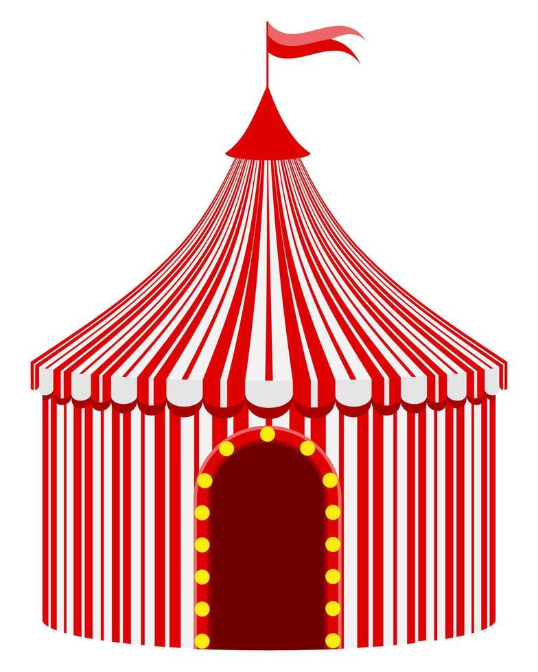 ilustração vetorial de estoque de tenda de circo vermelho listrado isolada no fundo branco vetor