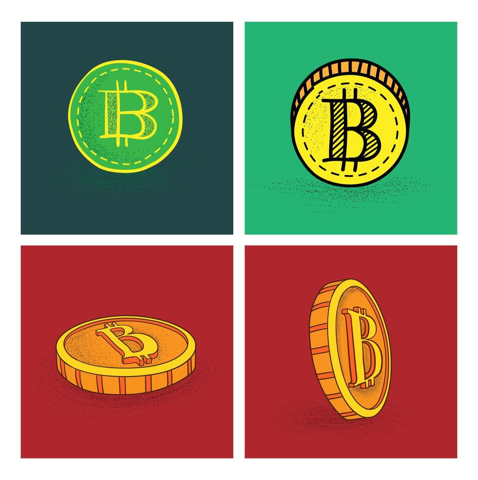bitcoin placa ícone dentro esboço estilo. vetor ilustração.