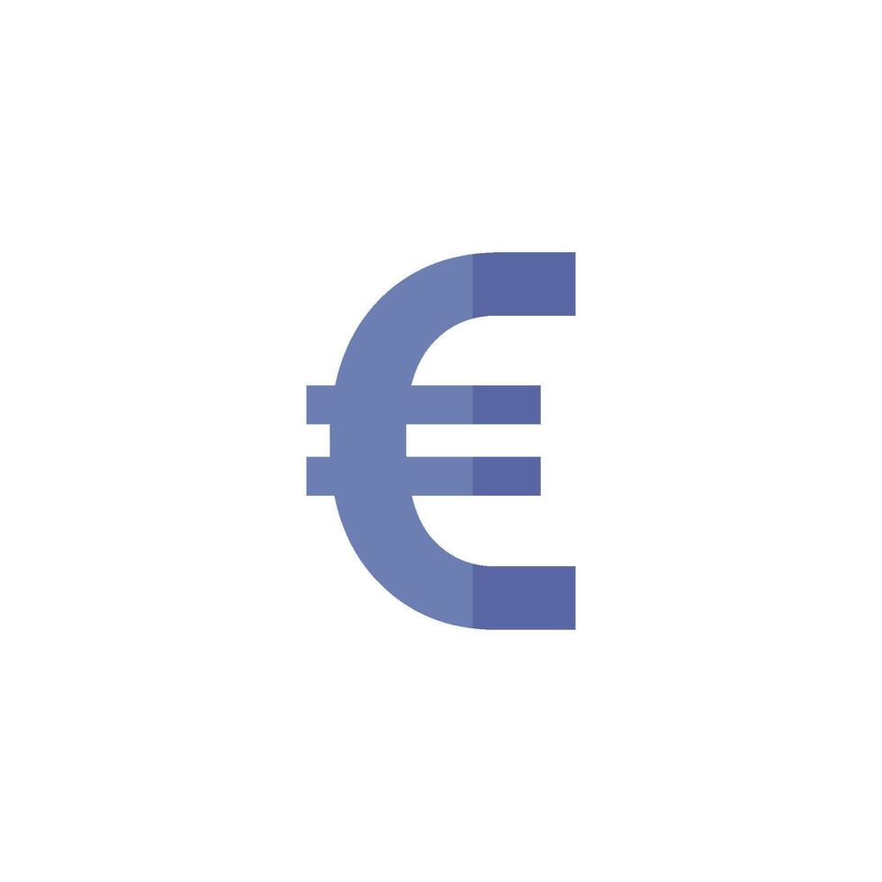 euro moeda símbolo ícone dentro plano cor estilo. dinheiro, mercado, troca, mercadoria, Europa vetor