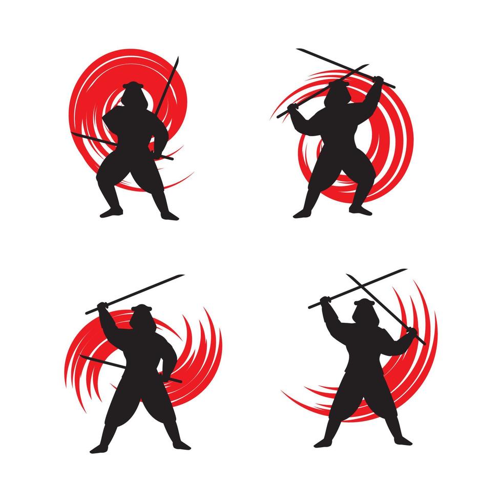 ilustração em vetor silhueta ícone samurai