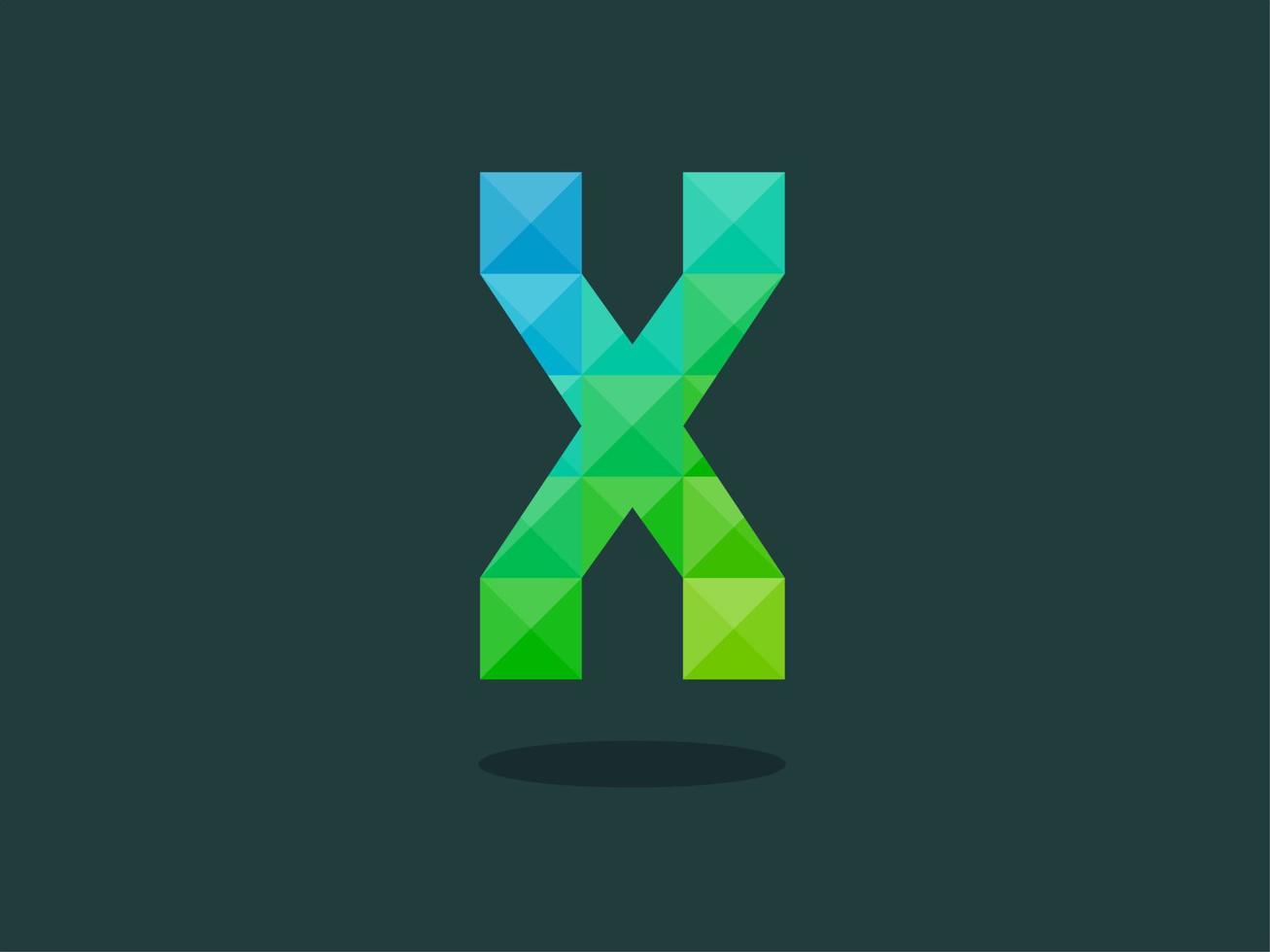 letra do alfabeto x com combinação perfeita de cores brilhantes de azul esverdeado. bom para impressão, design de t-shirt, logotipo, ilustrações vetoriais etc. vetor