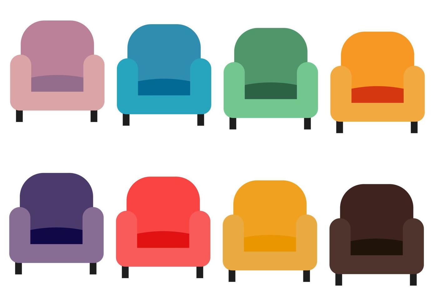 coleção de designs de sofás coloridos vetor