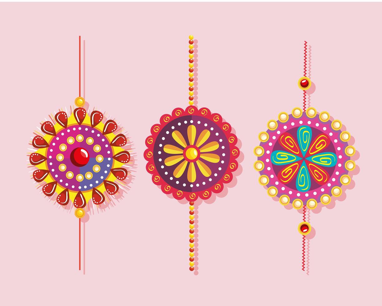 coleção de ícones de pulseira raksha bandhan vetor