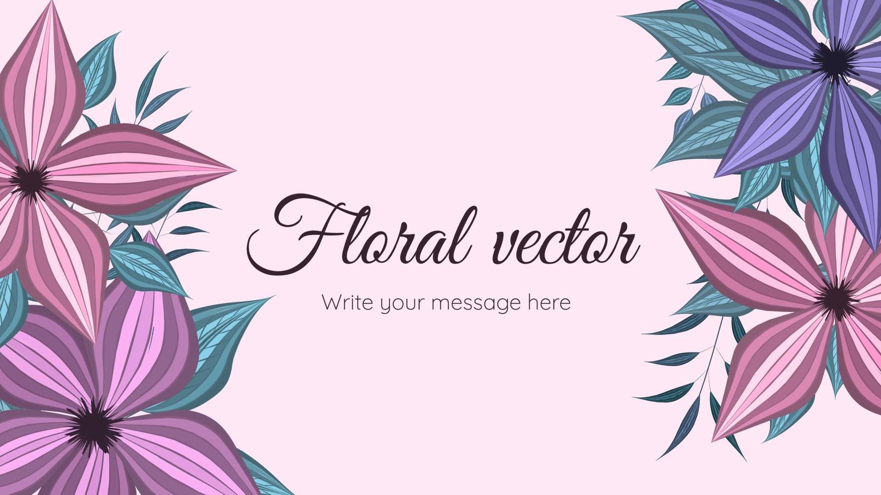 fundo de borda de vetor floral com lugar de texto de flores mulitcolor