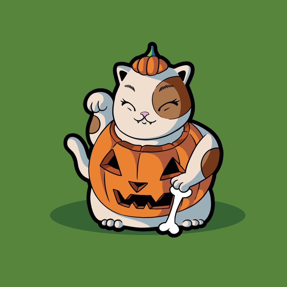 abóbora gato fofo halloween vetor