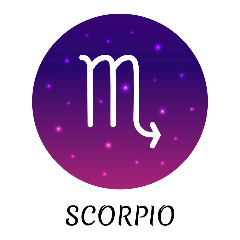 Signo de Escorpião do Zodíaco isolado. ícone do vetor. símbolo do Zodíaco com design gradiente estrelado. elemento astrológico vetor