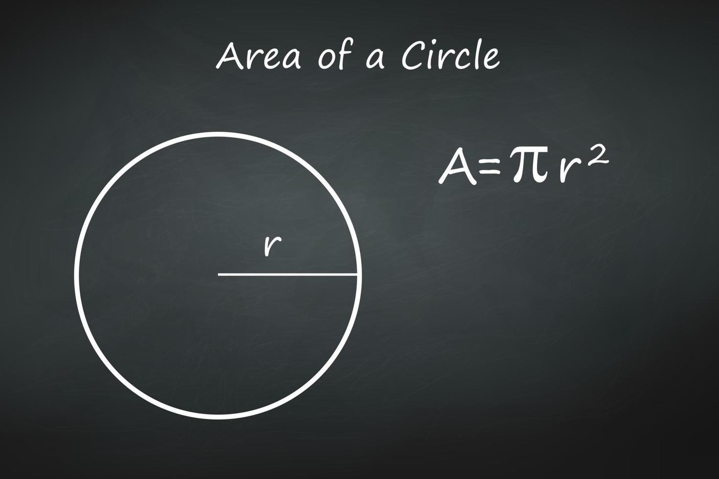 circunferência de um círculo no modelo de quadro-negro para seu projeto vetor