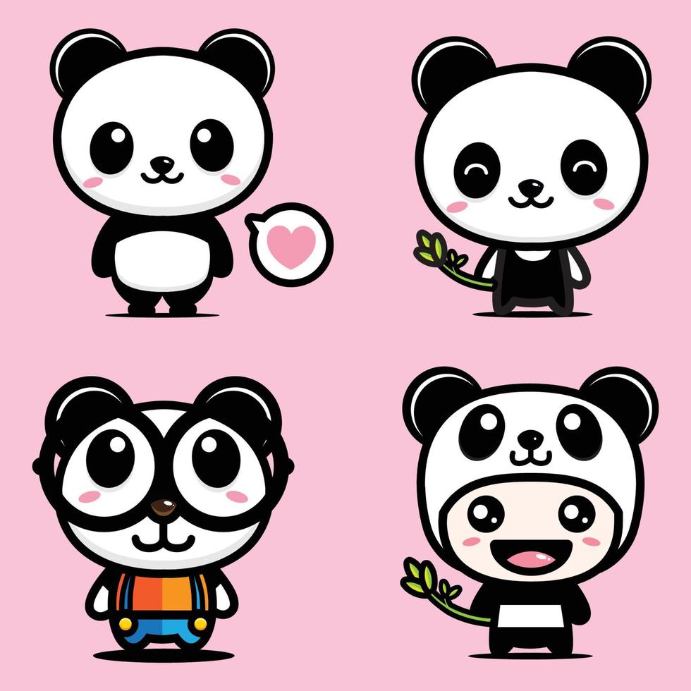 desenho de vetor de mascote panda fofo