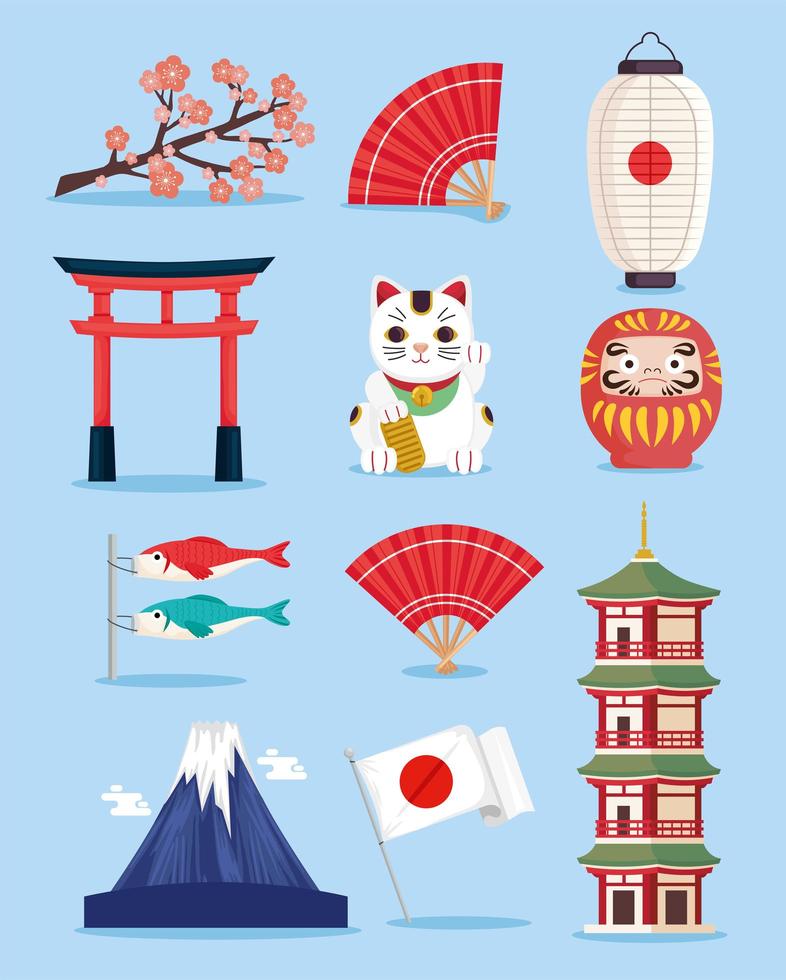 conjunto de ícones japoneses vetor