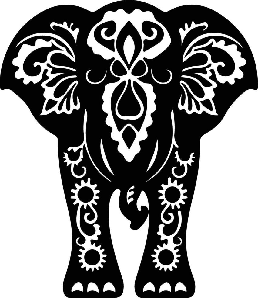 indiano elefante Preto silhueta vetor