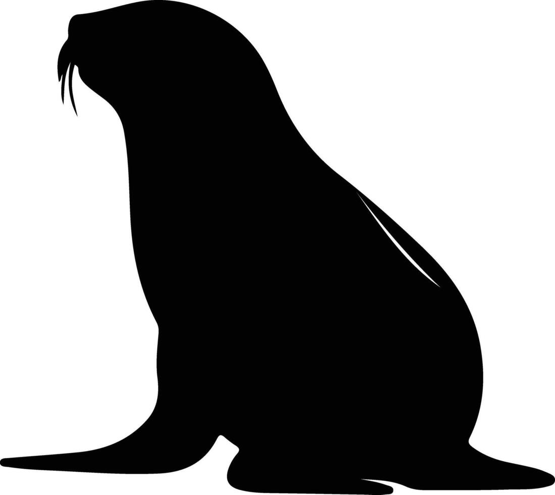 norte pele foca Preto silhueta vetor