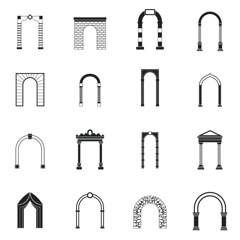 conjunto de ícones de arco, estilo simples vetor