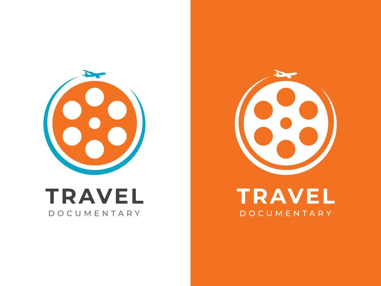 conceito de design de logotipo de documentário de viagens vetor