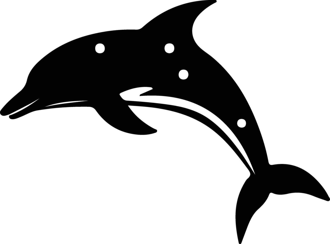 manchado de branco golfinho Preto silhueta vetor