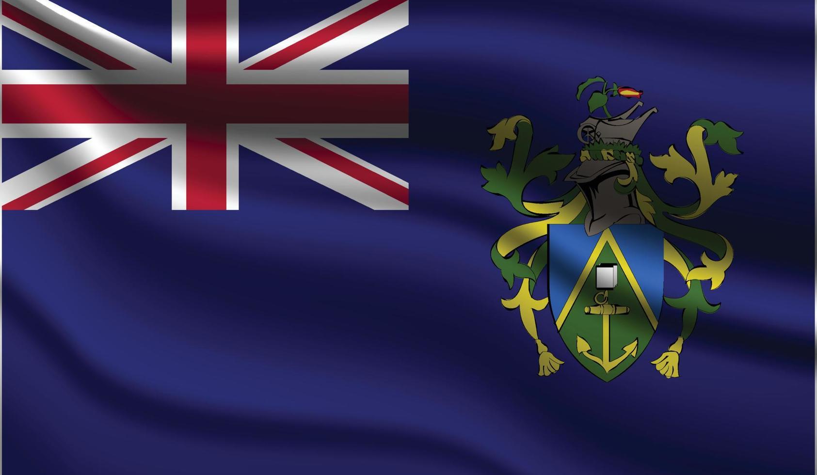 Design moderno realista da bandeira das ilhas Pitcairn vetor