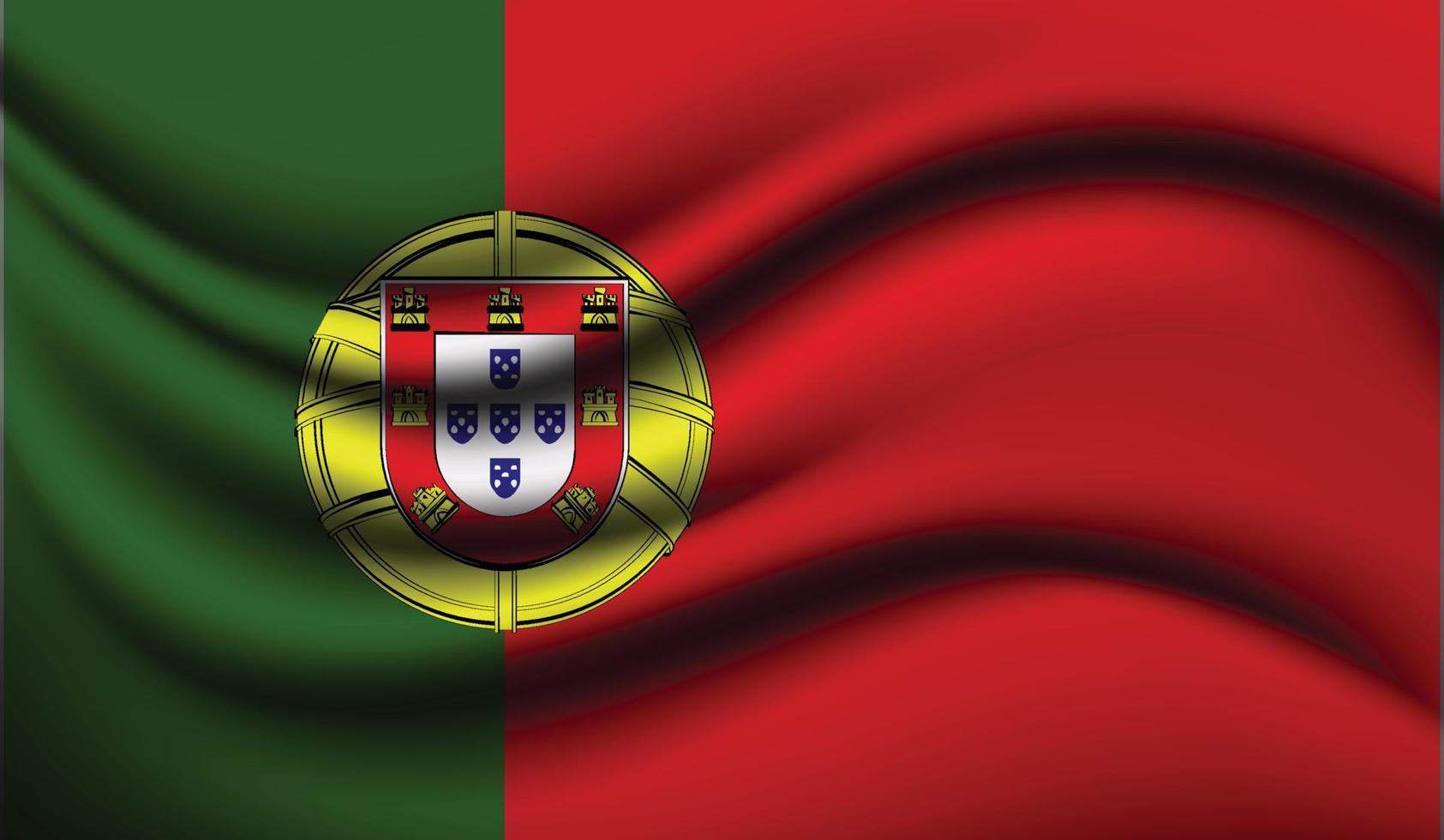desenho realista de bandeira de ondulação de portugal vetor
