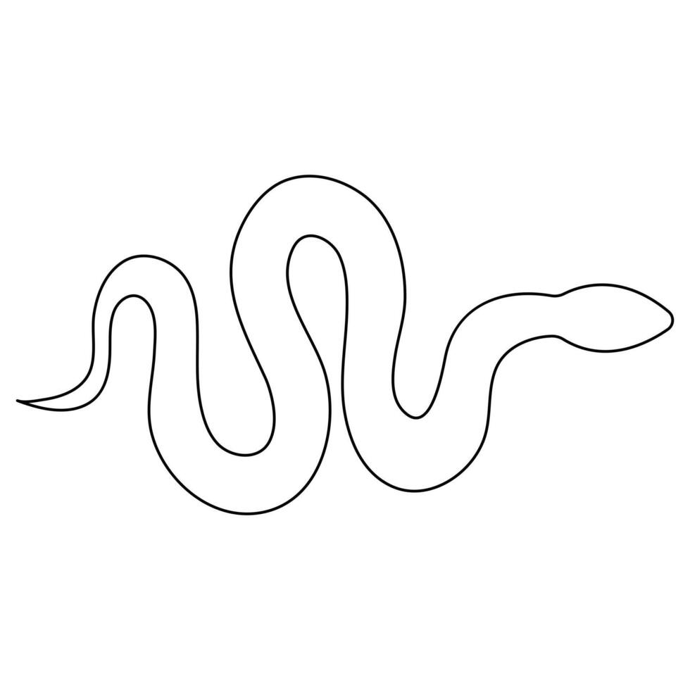 contínuo 1 linha arte desenhando do venenoso serpente esboço arte vetor ilustração