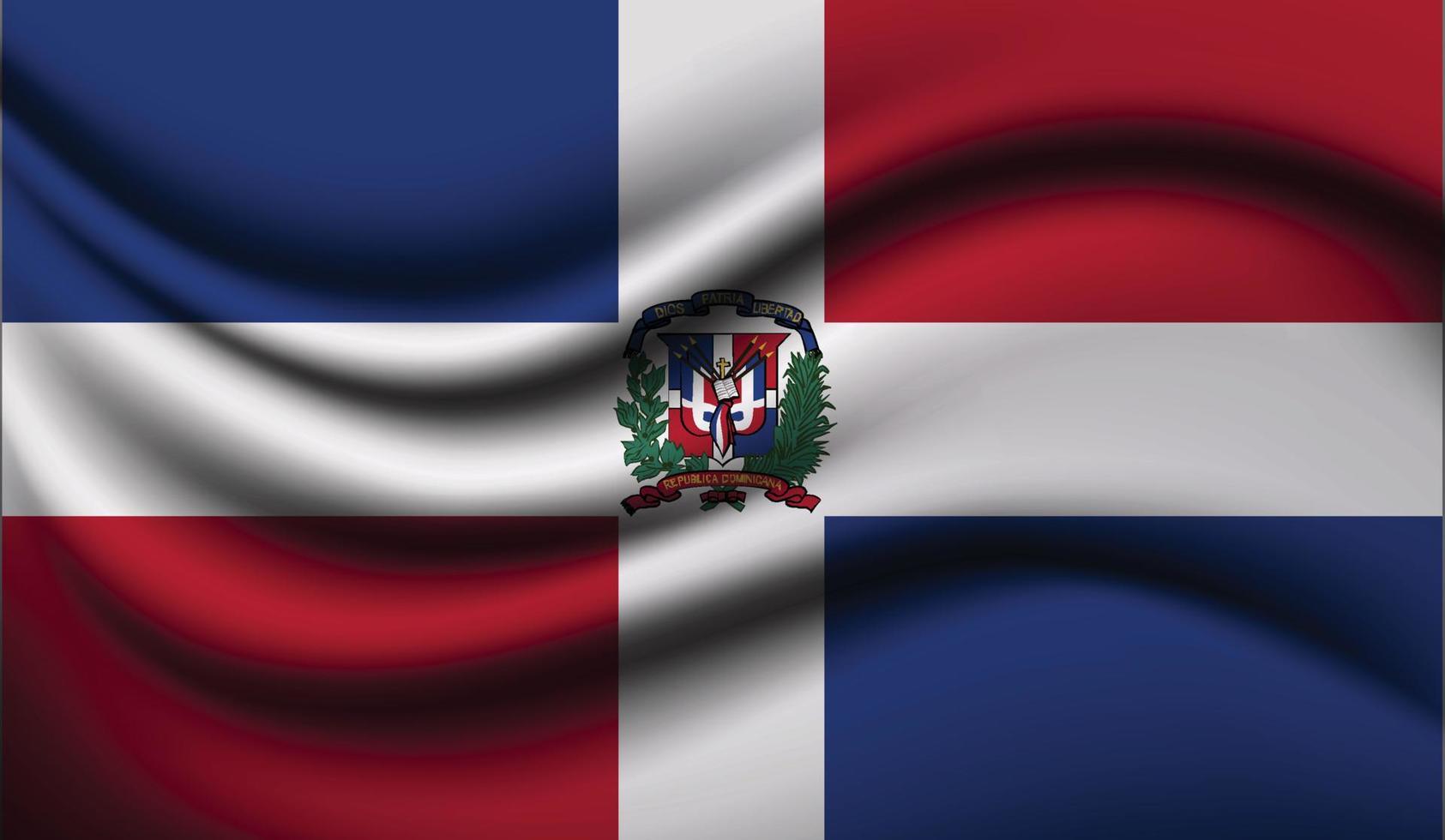 desenho realista de bandeira de ondulação da República Dominicana vetor
