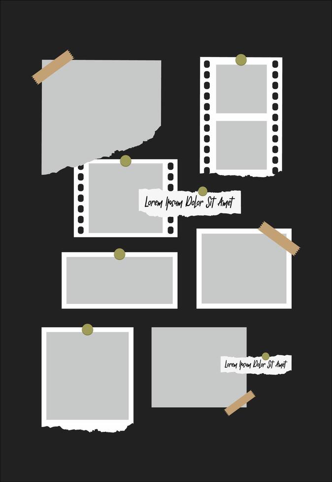 fotos ou colagem de molduras de fotos. layout de grade de página de quadrinhos molduras abstratas e modelo de parede de fotos digitais vetor