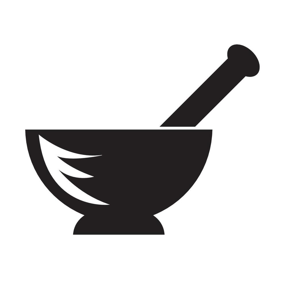 modelo de design de vetor de logotipo de ícone de almofariz e pilão