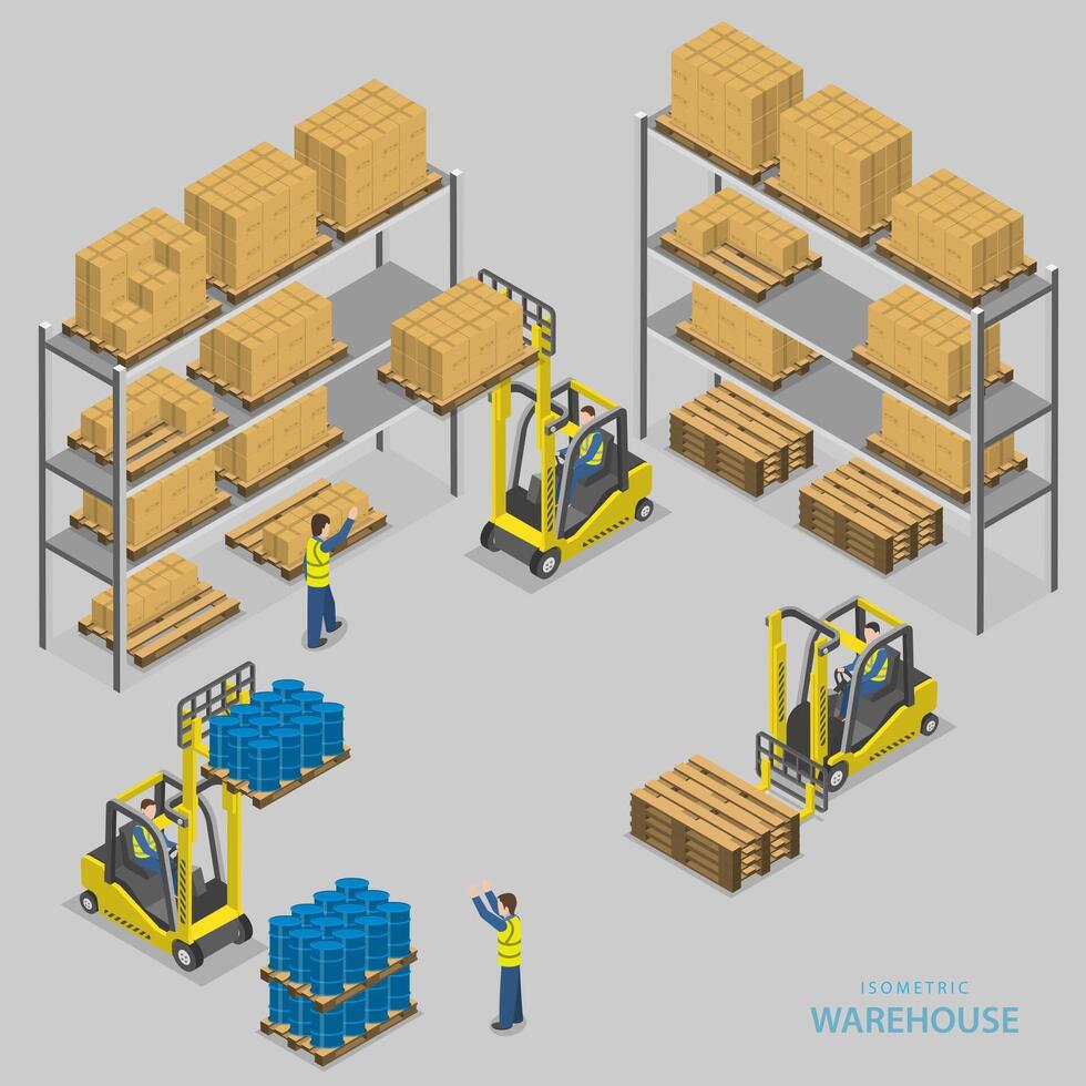 armazém carregando ilustração vetorial isométrica. vetor