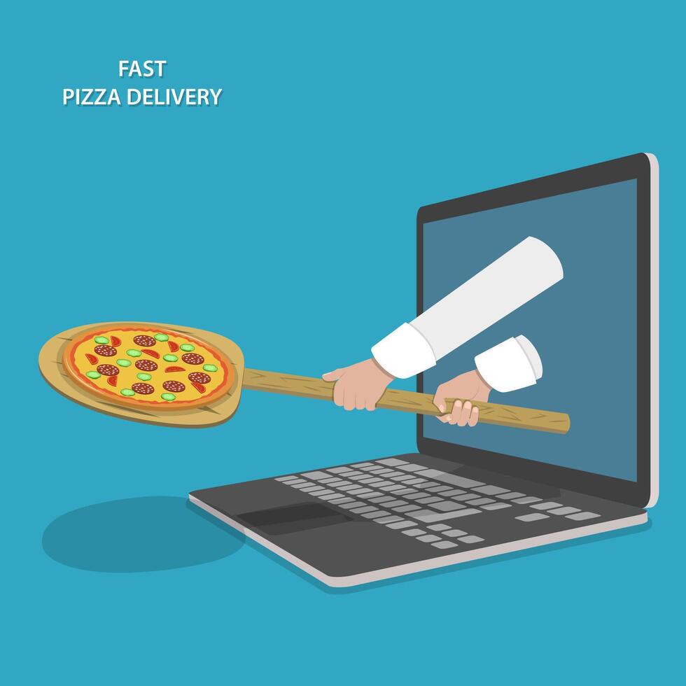 ilustração em vetor entrega rápida de pizza.